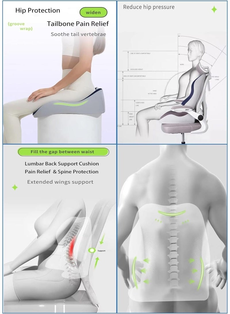 KhpalKar Ergonomic Memory Foam Seat Cushion with BuiltIn Lumbar Support  Gel Infused Breathable and Washable Cover  Pain Relief Posture Support for Office Chair Car Seat Wheelchair and Home - Image 5